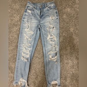 American Eagle Outfitters Ripped Light Blue Boyfriend Jeans